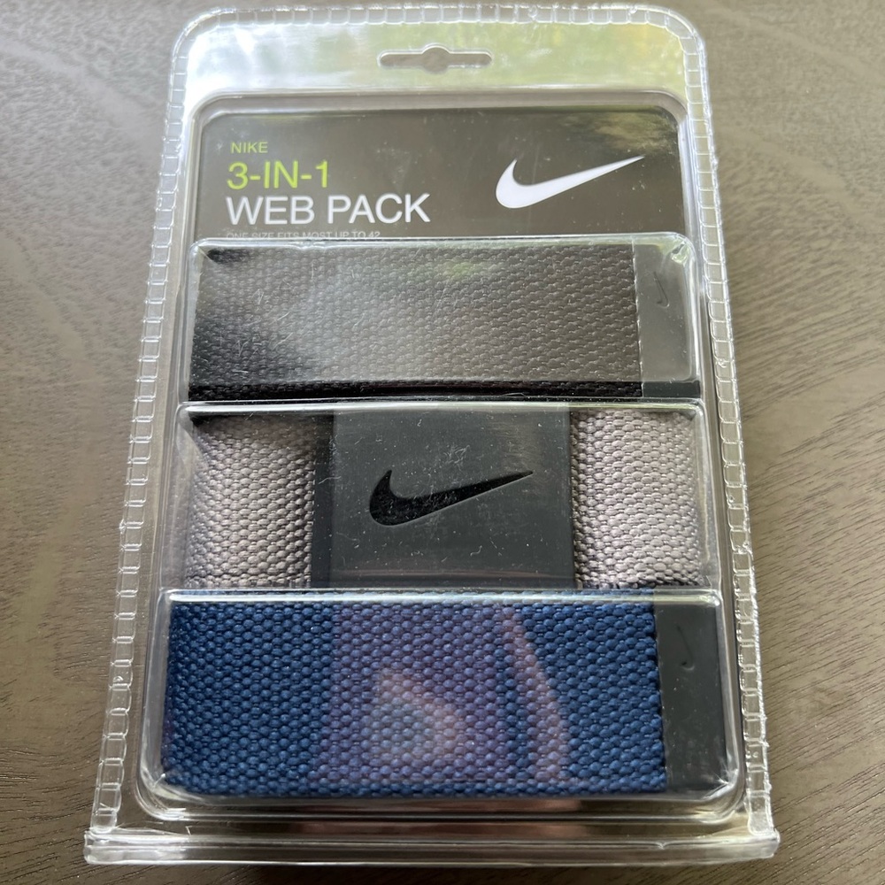 NWT Nike 3-in-1 Web Belt Pack, Men’s Nice Casual, Black, Gray, Blue, Convertible